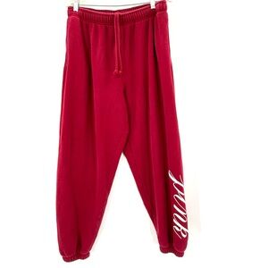 PINK Victoria’s Secret Dark Pink Jogger Sweatpants Large Logo Lounge Y2K L